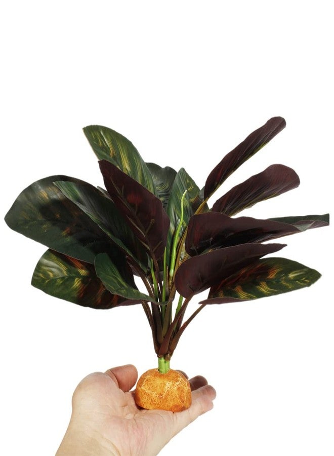 WOLEDOE Reptile Terrarium Decor Plants, Bearded Dragon Tank Accessories fit Crested Gecko Leopard Lizard Chameleon Ball Python Snake Frog - Purple Fake Prayer Peacock Plants - Image 3